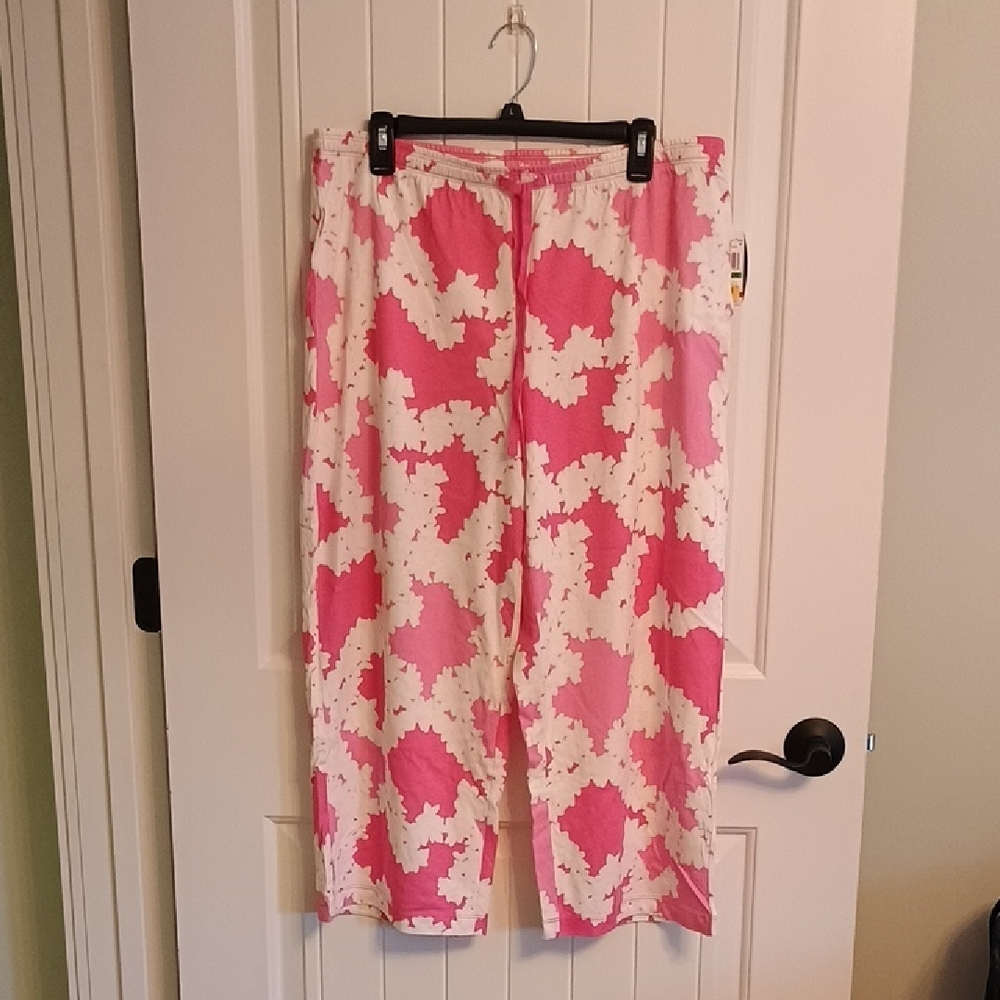 NWT Nautica Wide Leg Sleepwear Pink and White Pants